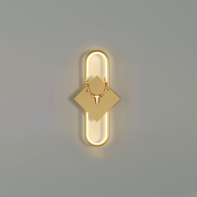 Metal Oval Wall Light Nordic Style LED Wall Sconce with Antlers for Living Room