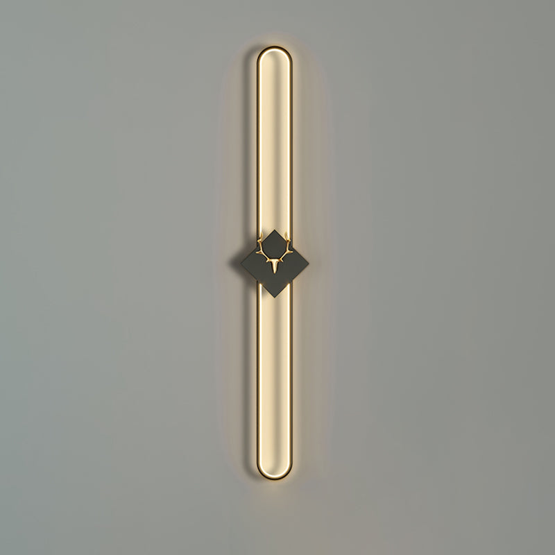 Metal Oval Wall Light Nordic Style LED Wall Sconce with Antlers for Living Room