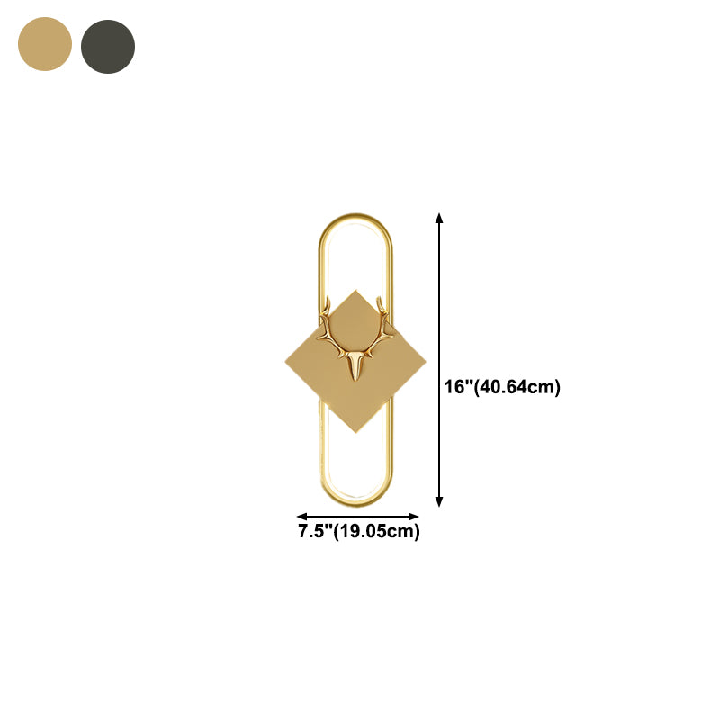 Metal Oval Wall Light Nordic Style LED Wall Sconce with Antlers for Living Room