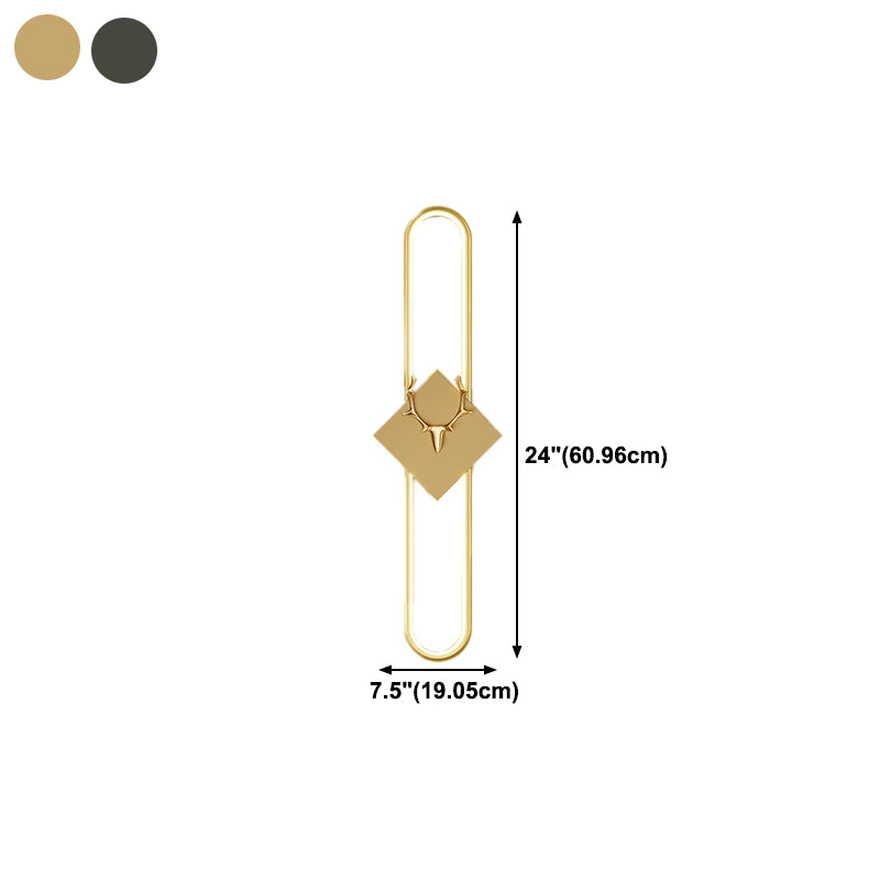 Metal Oval Wall Light Nordic Style LED Wall Sconce with Antlers for Living Room