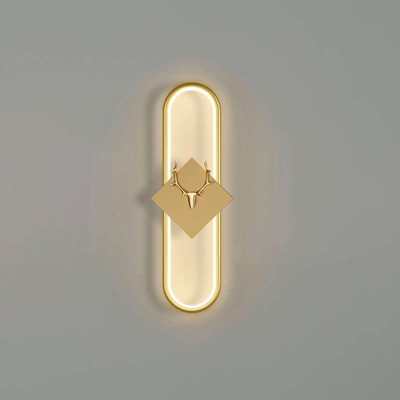 Oval Shape Metal Wall Light Modern Style 1 Light Wall Lighting Idea