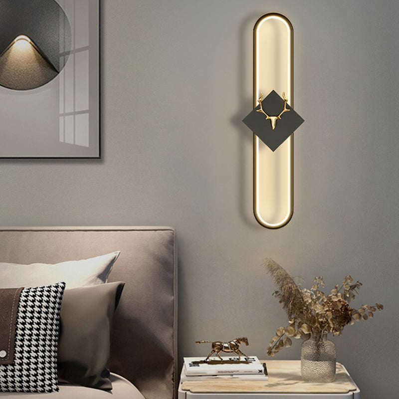 Oval Shape Metal Wall Light Modern Style 1 Light Wall Lighting Idea