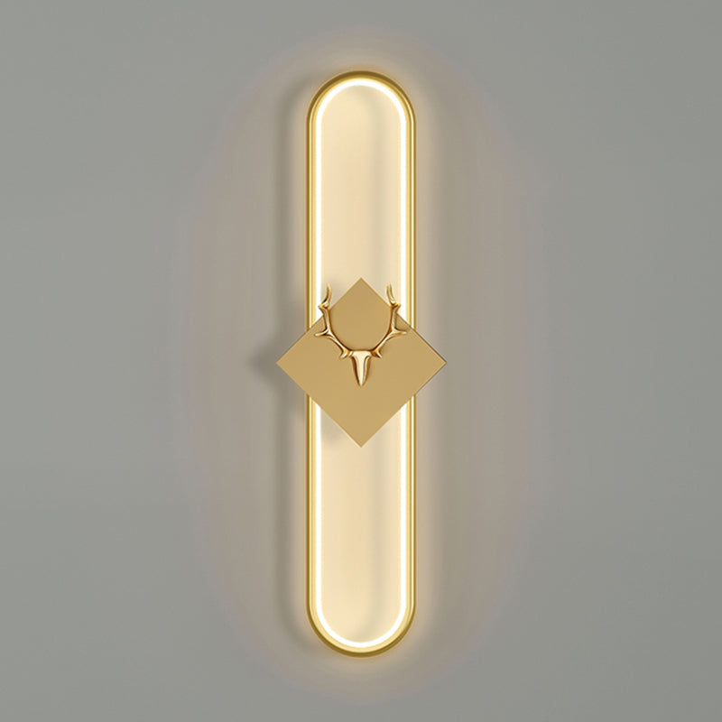 Oval Shape Metal Wall Light Modern Style 1 Light Wall Lighting Idea