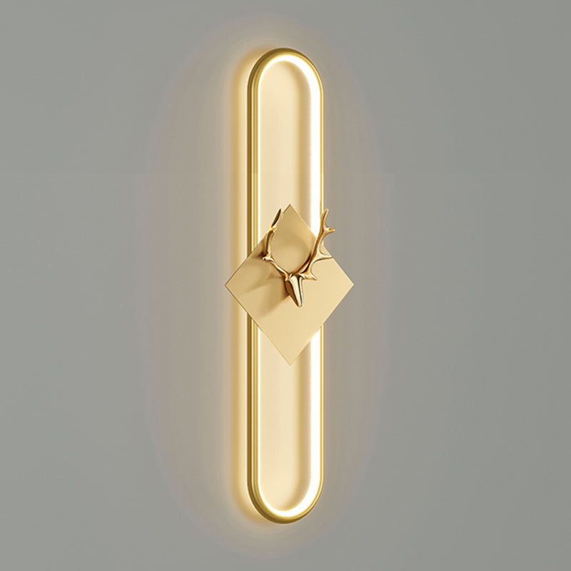 Oval Shape Metal Wall Light Modern Style 1 Light Wall Lighting Idea