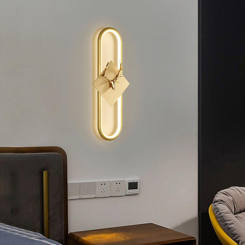 Oval Shape Metal Wall Light Modern Style 1 Light Wall Lighting Idea