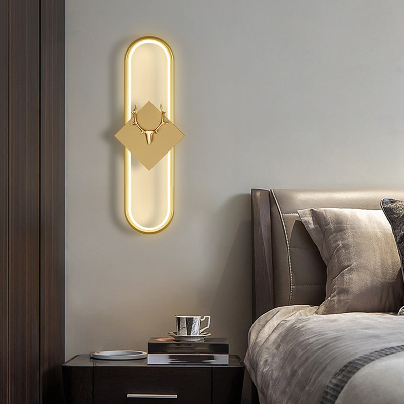 Oval Shape Metal Wall Light Modern Style 1 Light Wall Lighting Idea