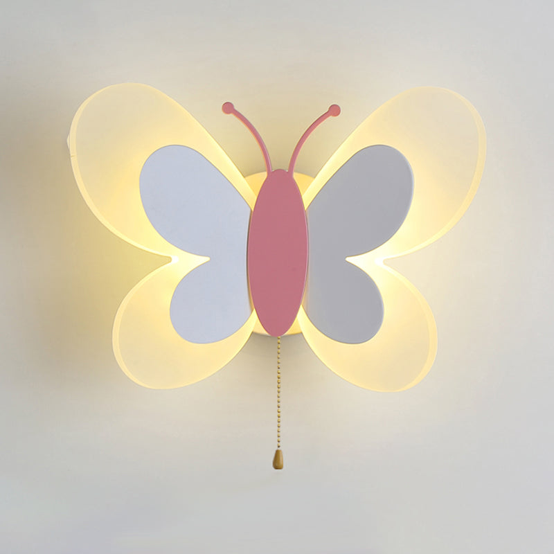 Modern Style Butterfly Shape Wall Sconce Metal 1 Light Wall Light for Bedroom