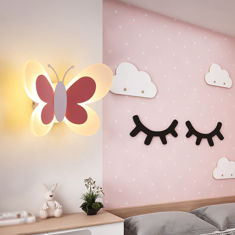 Modern Style Butterfly Shape Wall Sconce Metal 1 Light Wall Light for Bedroom