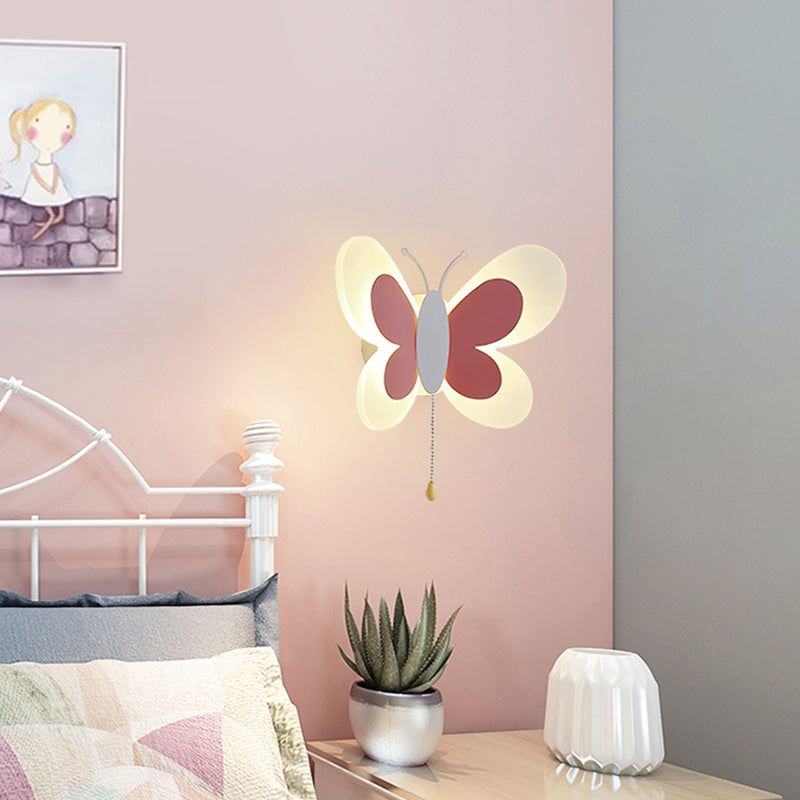 Modern Style Butterfly Shape Wall Sconce Metal 1 Light Wall Light for Bedroom