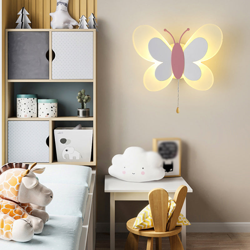 Modern Style Butterfly Shape Wall Sconce Metal 1 Light Wall Light for Bedroom