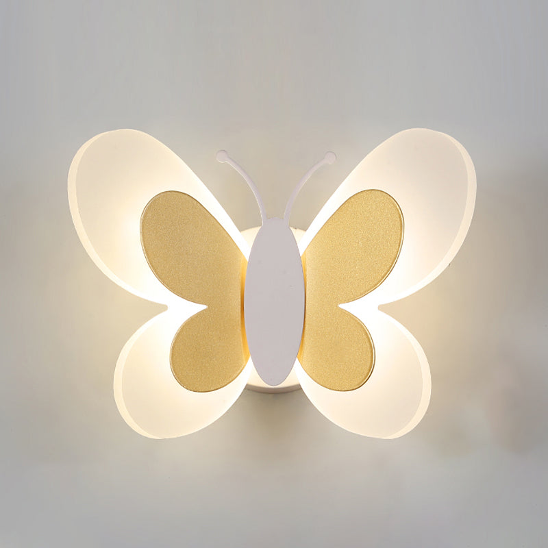 Modern Style Butterfly Shape Wall Sconce Metal 1 Light Wall Light for Bedroom