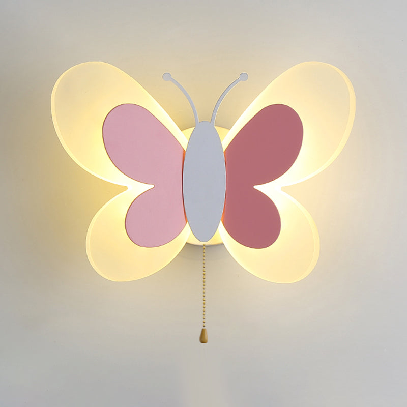 Modern Style Butterfly Shape Wall Sconce Metal 1 Light Wall Light for Bedroom