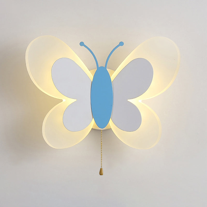 Modern Style Butterfly Shape Wall Sconce Metal 1 Light Wall Light for Bedroom
