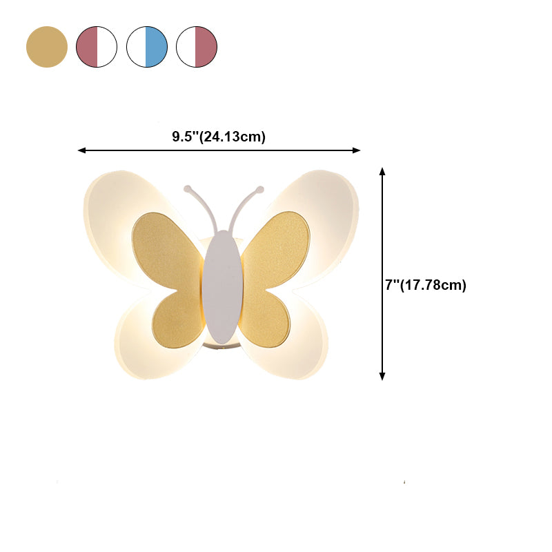 Modern Style Butterfly Shape Wall Sconce Metal 1 Light Wall Light for Bedroom