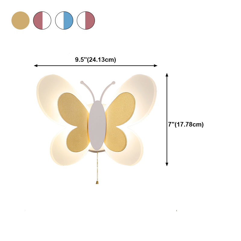 Modern Style Butterfly Shape Wall Sconce Metal 1 Light Wall Light for Bedroom