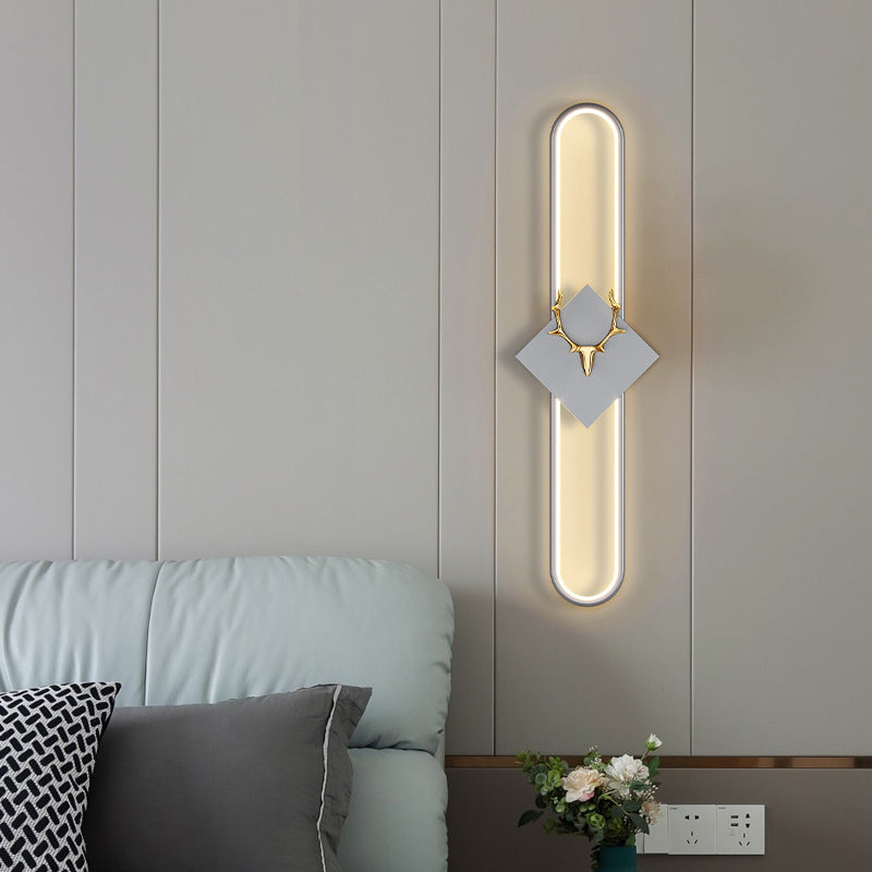 Aluminum Linear Wall Light Nordic Style LED Wall Sconce with Antlers for Living Room