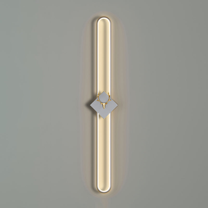 Aluminum Linear Wall Light Nordic Style LED Wall Sconce with Antlers for Living Room