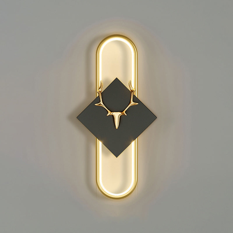 Aluminum Linear Wall Light Nordic Style LED Wall Sconce with Antlers for Living Room