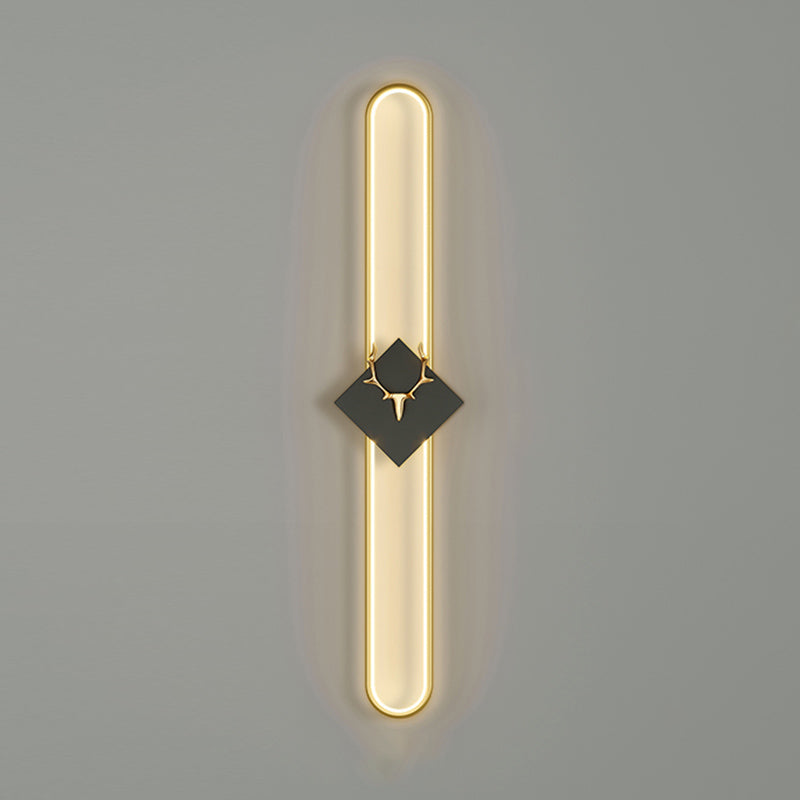 Aluminum Linear Wall Light Nordic Style LED Wall Sconce with Antlers for Living Room