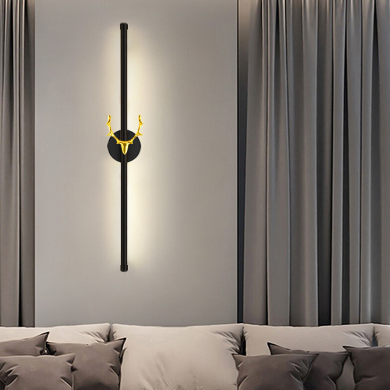 Minimalist Aluminum Wall Light Black Straight LED Wall Sconce for Living Room