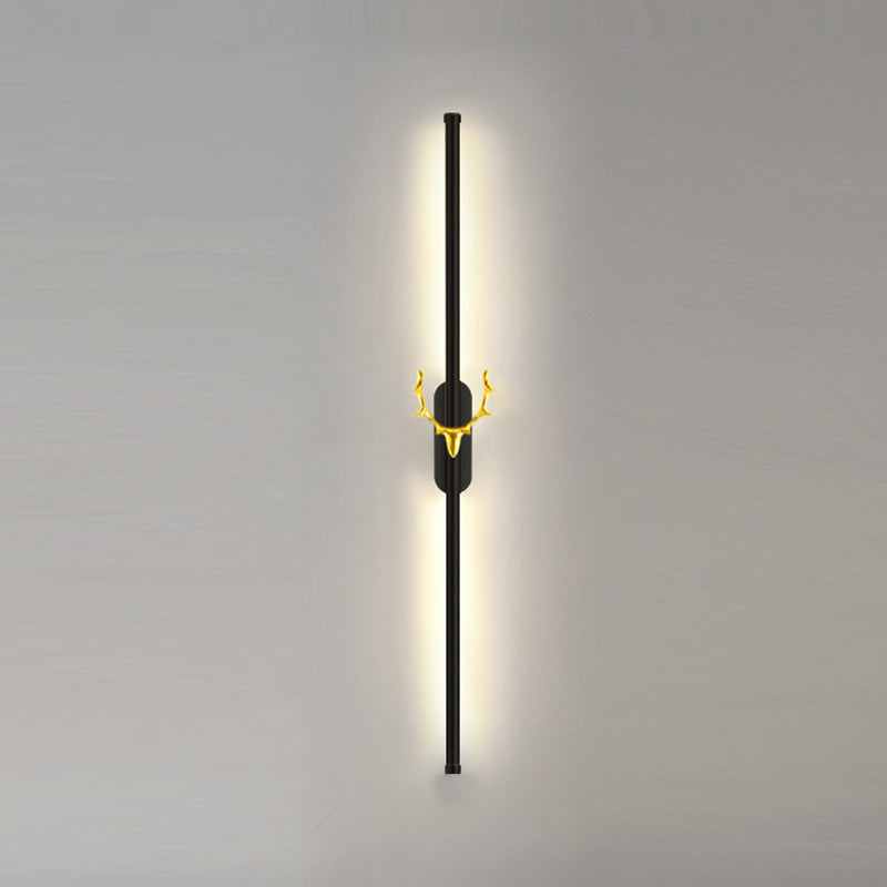 Minimalist Aluminum Wall Light Black Straight LED Wall Sconce for Living Room
