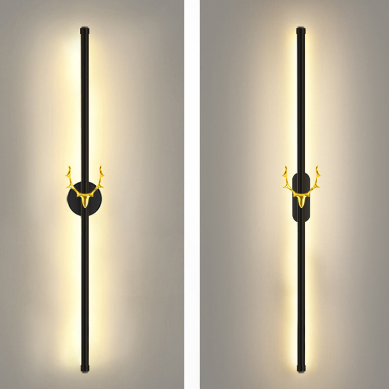 Minimalist Aluminum Wall Light Black Straight LED Wall Sconce for Living Room