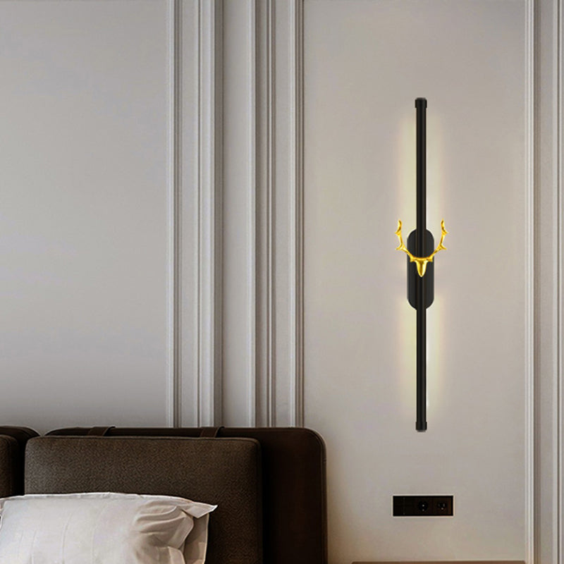 Minimalist Aluminum Wall Light Black Straight LED Wall Sconce for Living Room
