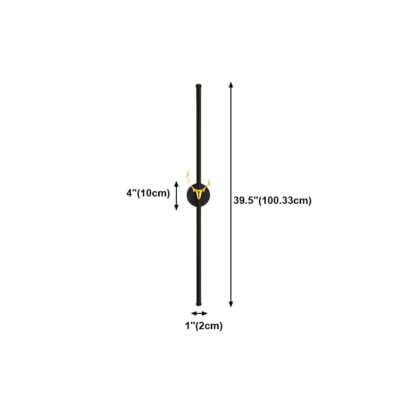 Minimalist Aluminum Wall Light Black Straight LED Wall Sconce for Living Room