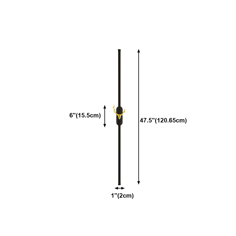 Minimalist Aluminum Wall Light Black Straight LED Wall Sconce for Living Room