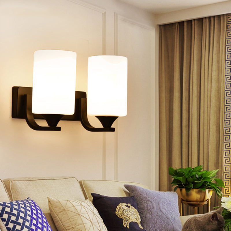 Metal Cylinder Shape Wall Light Nordic Style Wall Sconce with Glass for Living Room