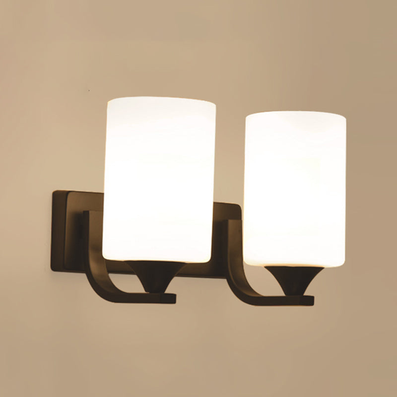 Metal Cylinder Shape Wall Light Nordic Style Wall Sconce with Glass for Living Room