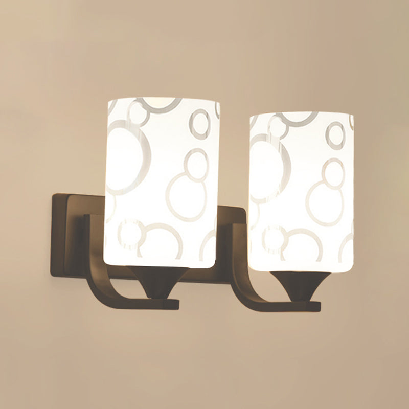 Metal Cylinder Shape Wall Light Nordic Style Wall Sconce with Glass for Living Room