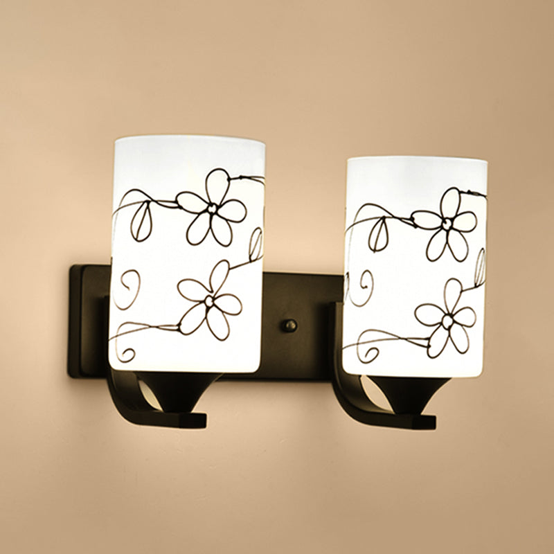 Metal Cylinder Shape Wall Light Nordic Style Wall Sconce with Glass for Living Room