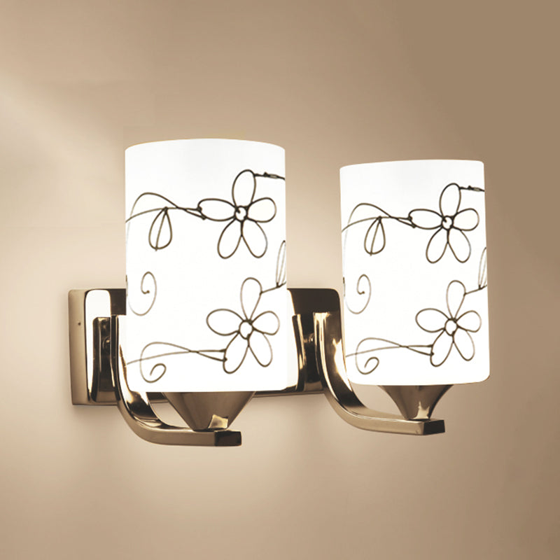 Metal Cylinder Shape Wall Light Nordic Style Wall Sconce with Glass for Living Room