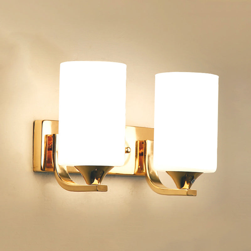 Metal Cylinder Shape Wall Light Nordic Style Wall Sconce with Glass for Living Room