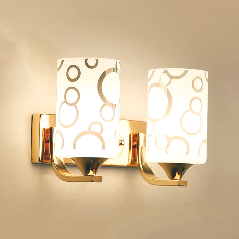 Metal Cylinder Shape Wall Light Nordic Style Wall Sconce with Glass for Living Room