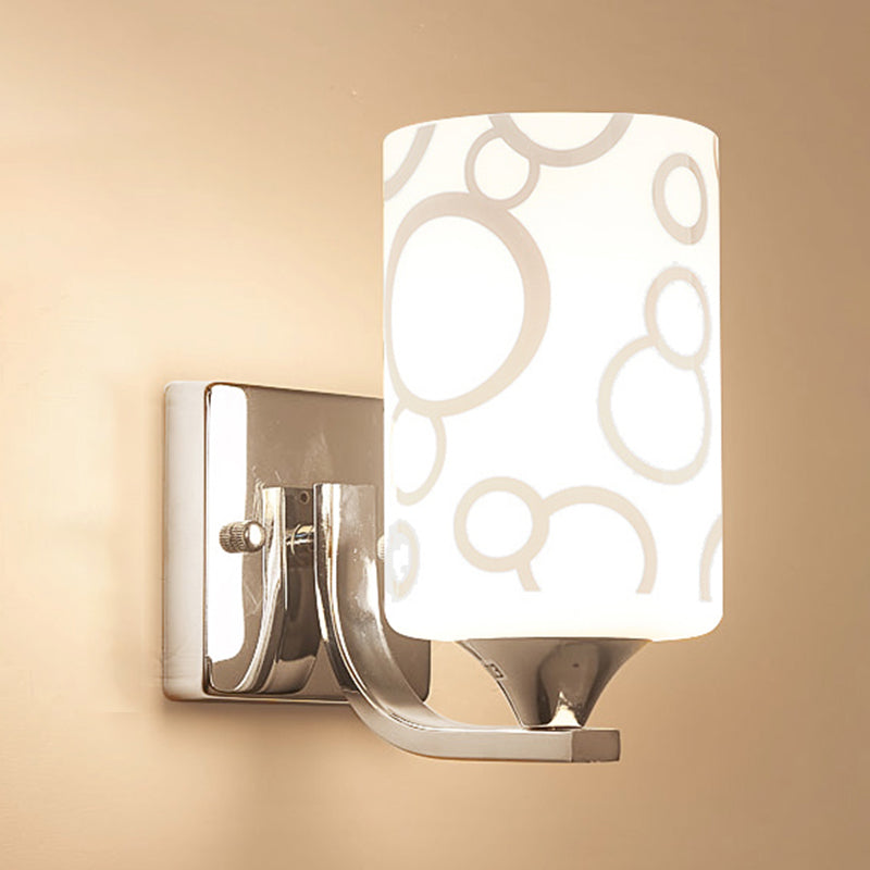Metal Cylinder Shape Wall Light Nordic Style Wall Sconce with Glass for Living Room