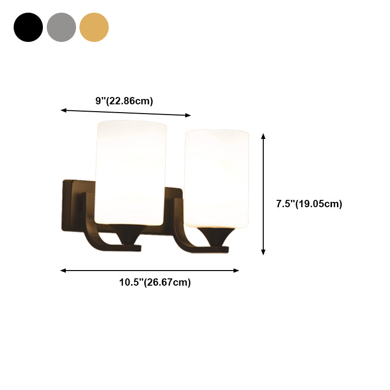 Metal Cylinder Shape Wall Light Nordic Style Wall Sconce with Glass for Living Room