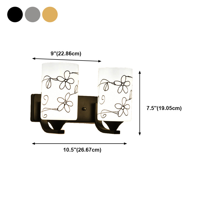 Metal Cylinder Shape Wall Light Nordic Style Wall Sconce with Glass for Living Room