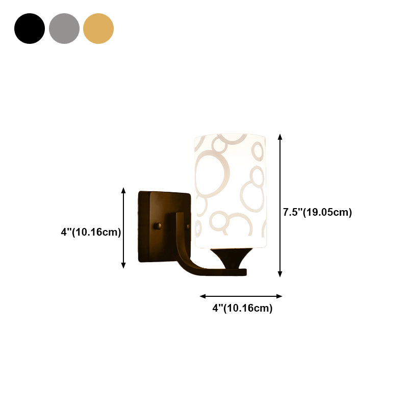 Metal Cylinder Shape Wall Light Nordic Style Wall Sconce with Glass for Living Room