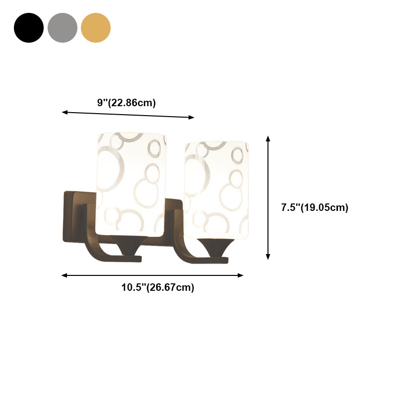 Metal Cylinder Shape Wall Light Nordic Style Wall Sconce with Glass for Living Room