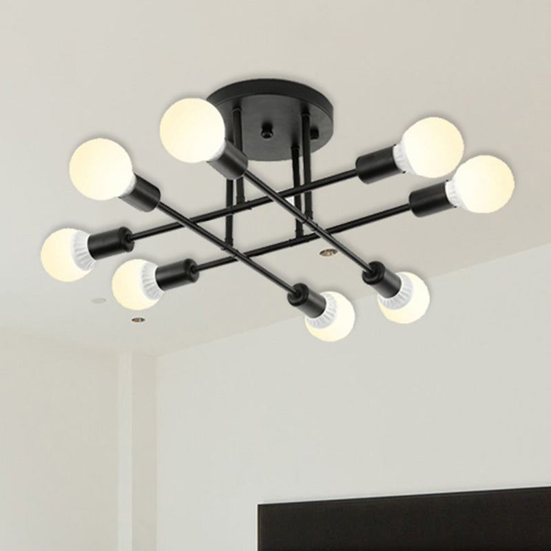 Bookstore Living Room Stacked Ceiling Light Metal Contemporary Semi Ceiling Mount Light