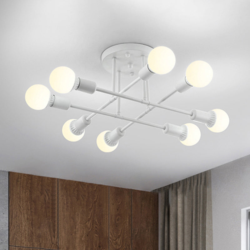 Bookstore Living Room Stacked Ceiling Light Metal Contemporary Semi Ceiling Mount Light
