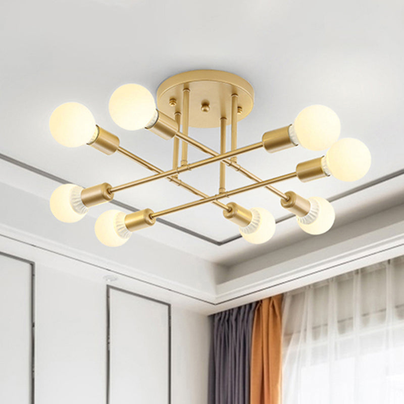 Bookstore Living Room Stacked Ceiling Light Metal Contemporary Semi Ceiling Mount Light