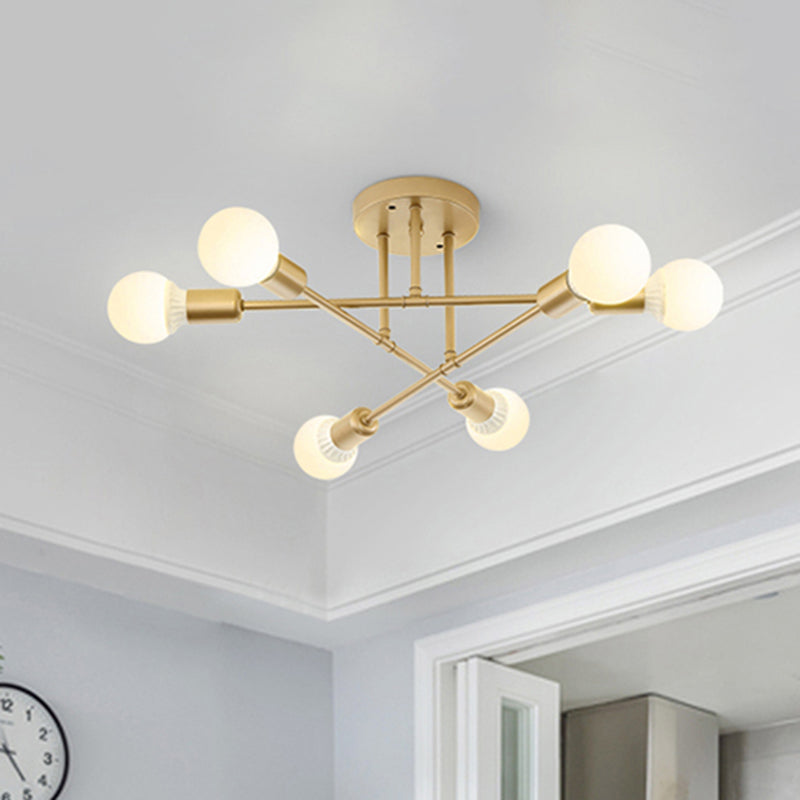 Bookstore Living Room Stacked Ceiling Light Metal Contemporary Semi Ceiling Mount Light
