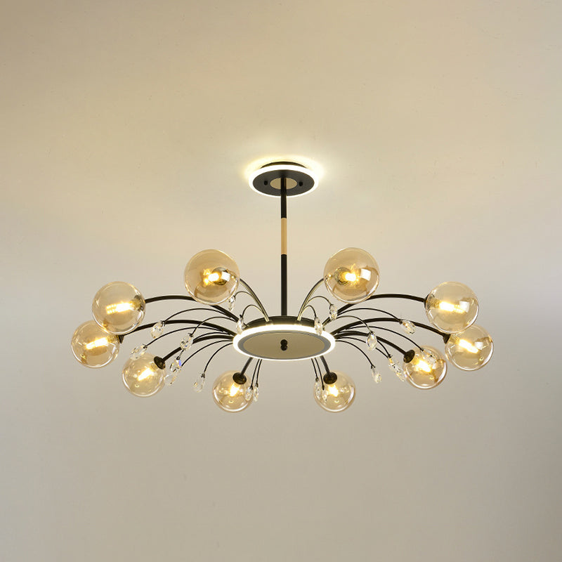 Spherical Shape Chandelier Lighting Modern Style Glass Multi Light Hanging Lamp