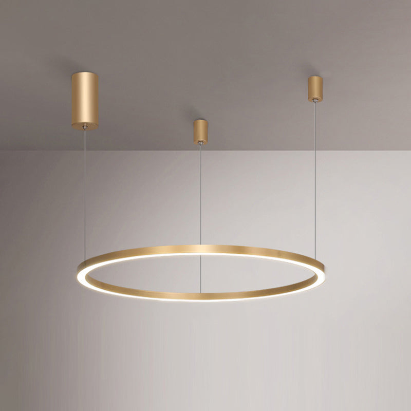 Aluminum Loop Shaped Chandelier Contemporary Gold LED Hanging Pendant Light