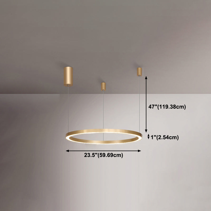 Aluminum Loop Shaped Chandelier Contemporary Gold LED Hanging Pendant Light