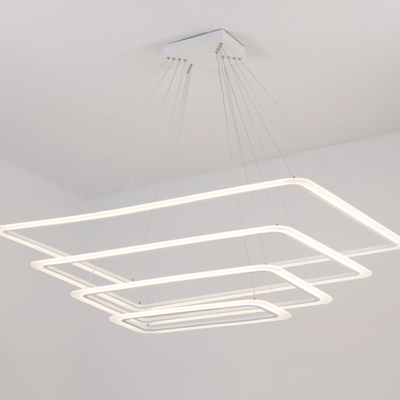 Modern Layered Chandelier Metal White LED Chandelier Pendant for Living Room