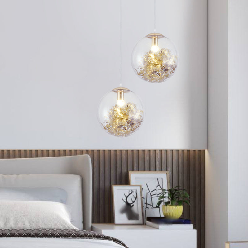 1 Light Orb Hanging Ceiling Light Modern Style Glass Hanging Lamp Kit
